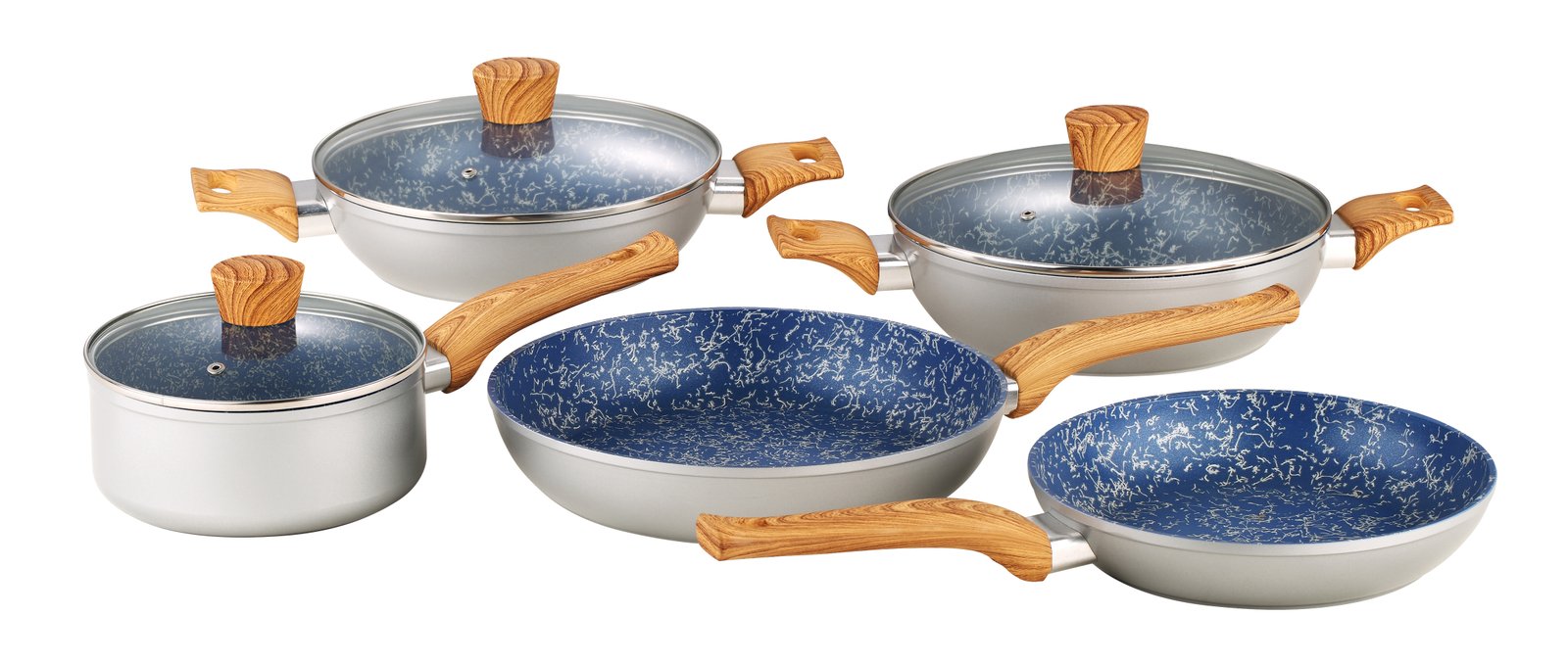 Koozina Silver Marble Cookware Set